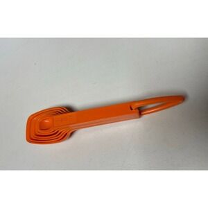 7 Vtg Tupperware Measuring Spoons w Ring 1272-6 Complete 1/8t -1 T Orange